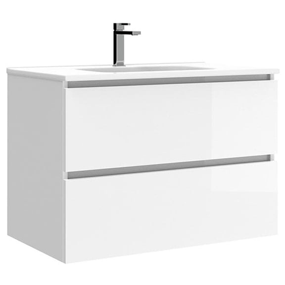Ws Bath Collections Flora C80.100 WG Flora 32" Wall Mounted Single Basin Vanity Set -