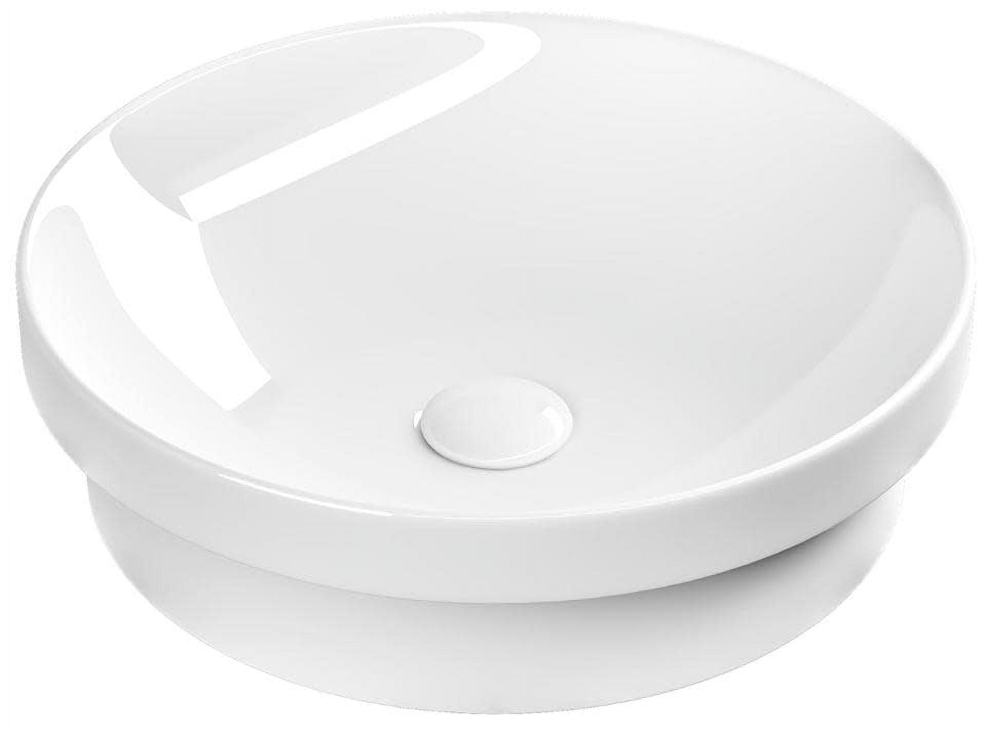 Glossy White Ceramic Circular Wall-Mount Bathroom Sink
