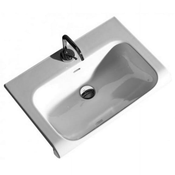 Ws Bath Collections Inka 3411 Inka 23-3/5" Ceramic Drop In Bathroom Ramp Sink - White