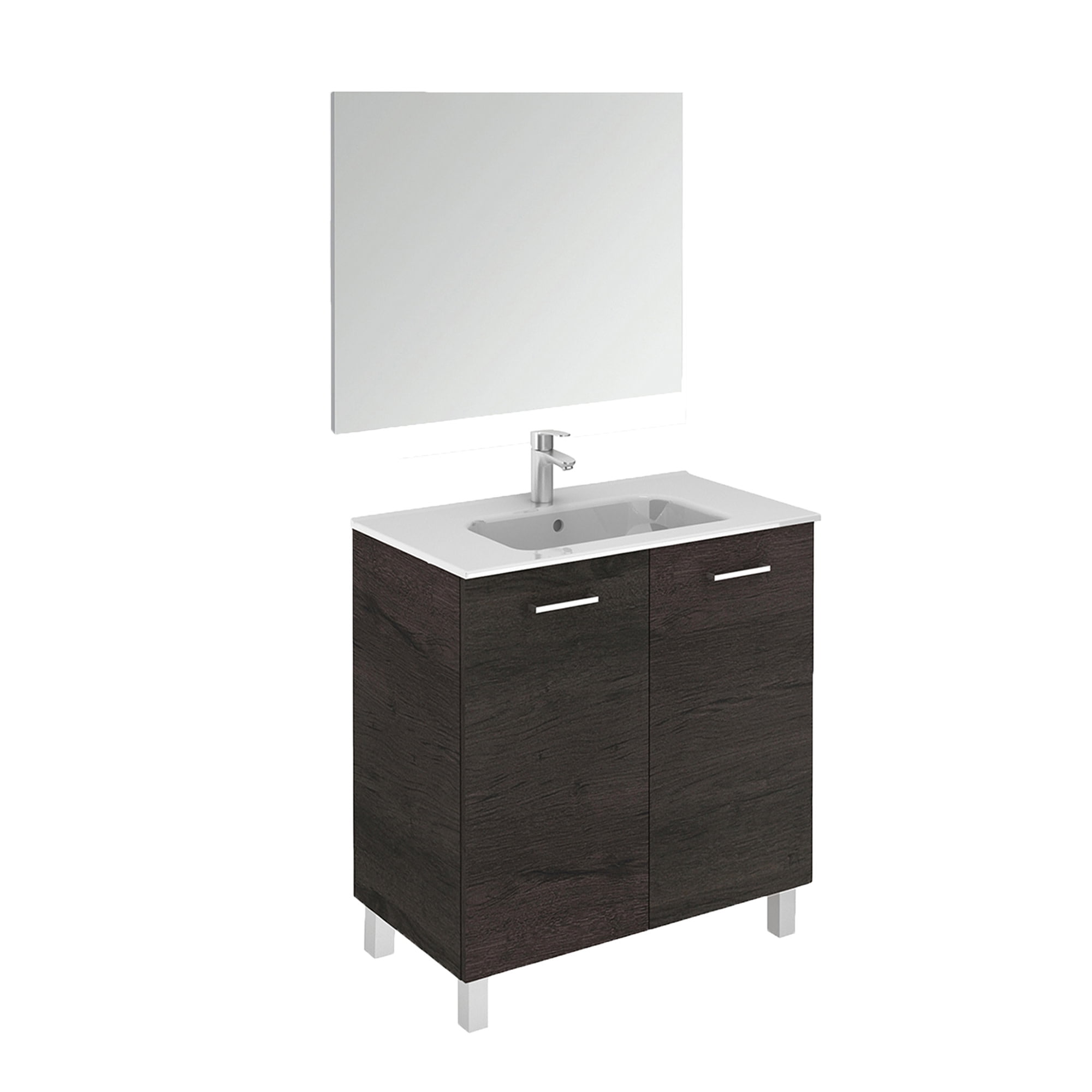 Wenge 32" Freestanding Single Bathroom Vanity with Ceramic Top