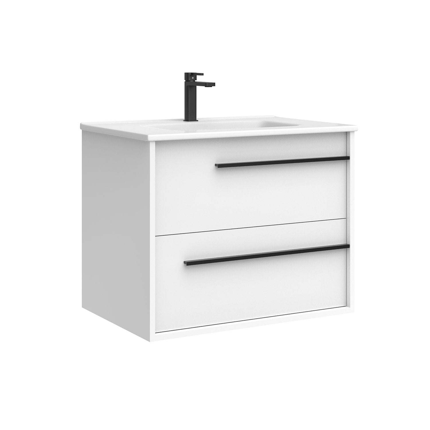 Lotus 28'' Glossy White Ceramic Single Bathroom Vanity