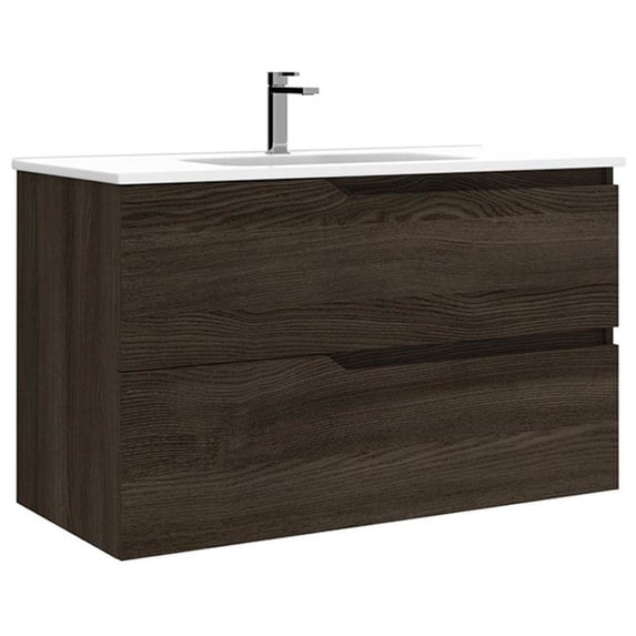 Ws Bath Collections Menta C100 Menta 40" Wall Mounted Single Basin Vanity Set - Wenge
