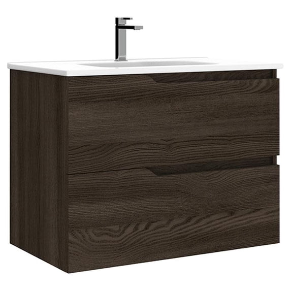 Ws Bath Collections Menta C80 Menta 32" Wall Mounted Single Basin Vanity Set - Wenge