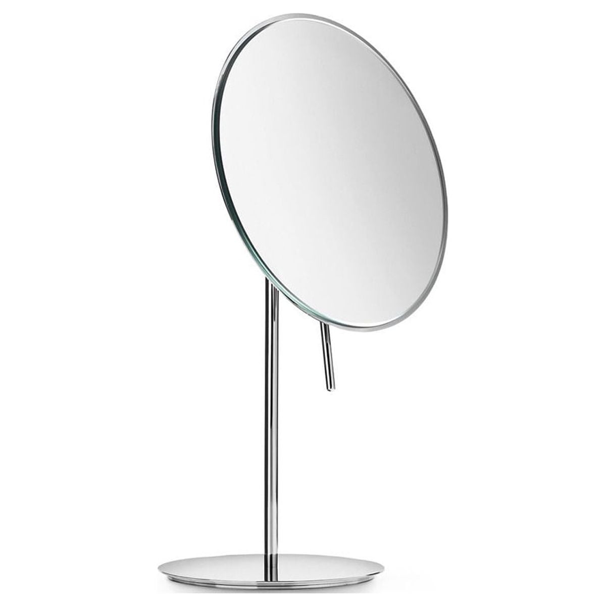 Polished Chrome Freestanding Round Makeup Mirror with Classic Metal Frame