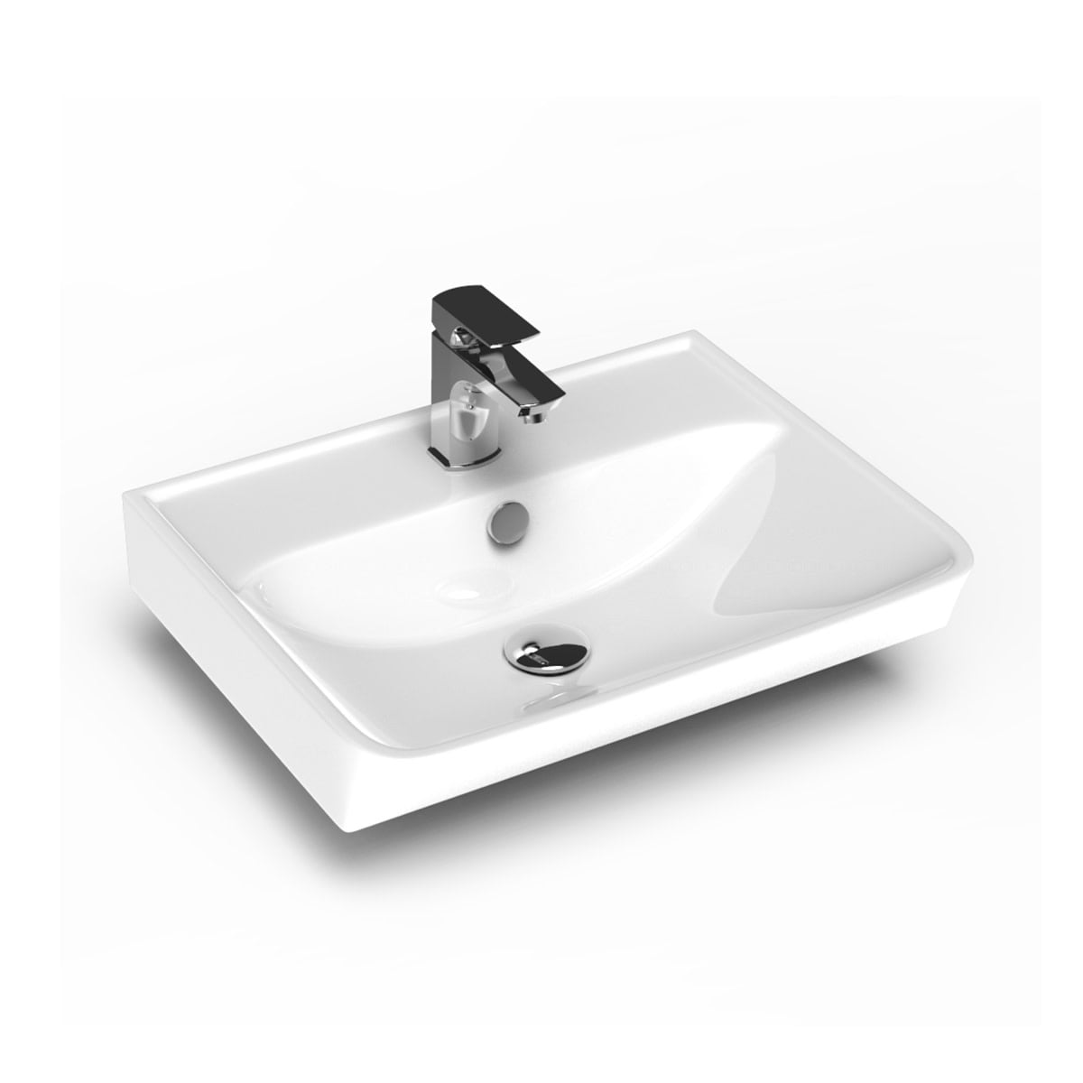 Ws Bath Collections Neo 50.01 WG Neo 19-11/16" Rectangular Ceramic Wall Mounted Bathroom