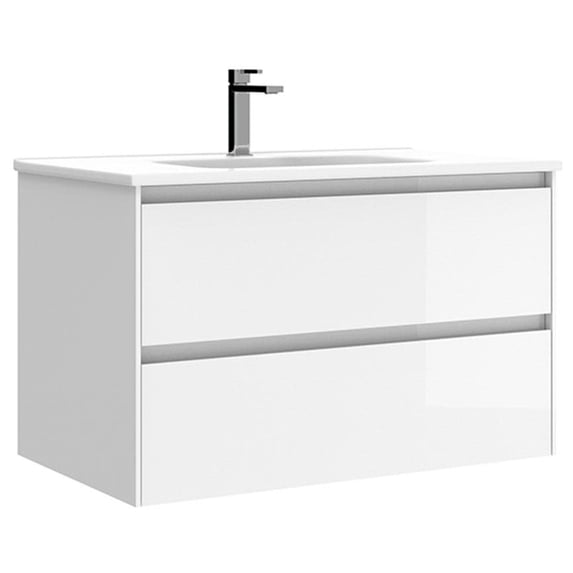 Ws Bath Collections Perla C80.100 WG Perla 32" Wall Mounted Single Basin Vanity Set -