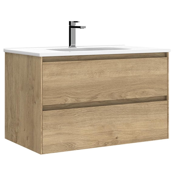 Ws Bath Collections Perla C80.100 NO Perla 32" Wall Mounted Single Basin Vanity Set - Wood