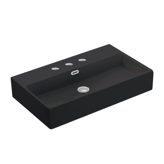 Ws Bath Collections Quattro 70.03 BG Quattro 27-5/8" Rectangular Ceramic Vessel Or Wall