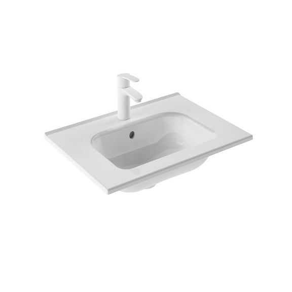 Ws Bath Collections Slim 60 Slim 23-5/8" Rectangular Ceramic Drop In Bathroom Sink - White