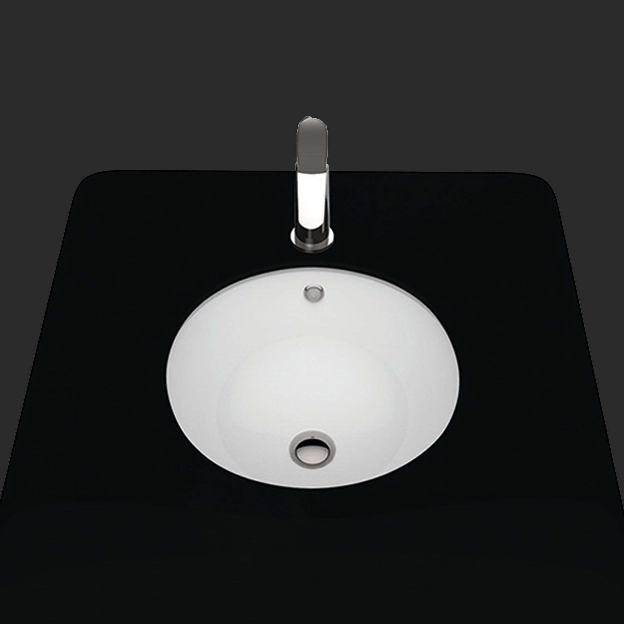 Glossy White Ceramic Round Undermount Bathroom Sink with Overflow