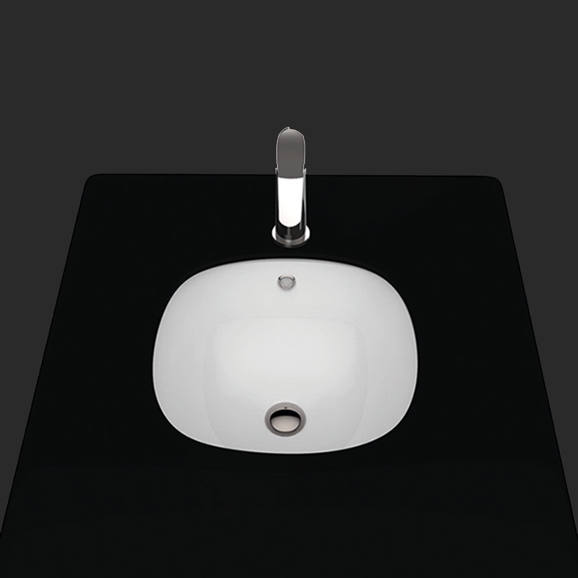 Glossy White Ceramic Circular Undermount Bathroom Sink with Overflow