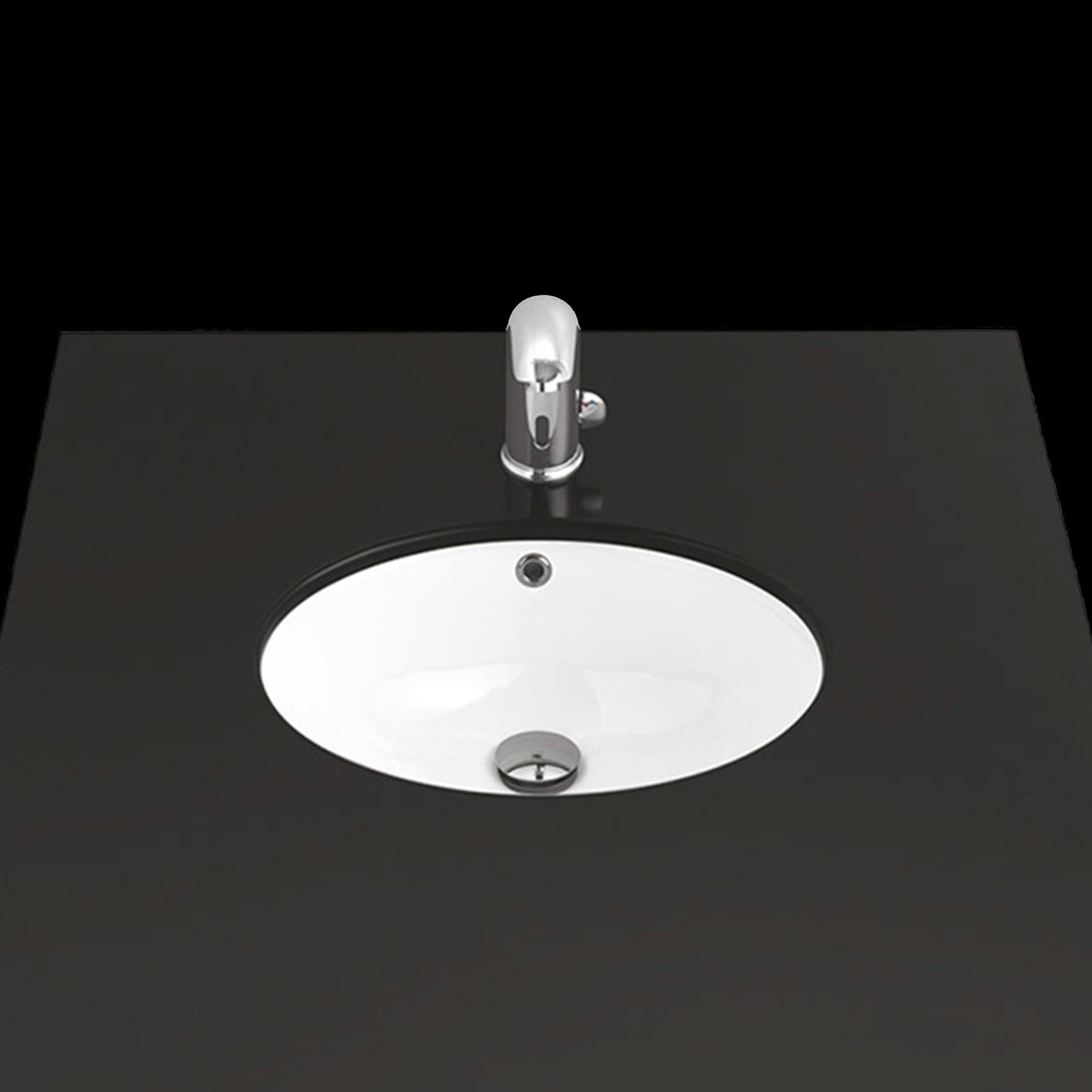 Glossy White Ceramic Oval Undermount Bathroom Sink with Overflow