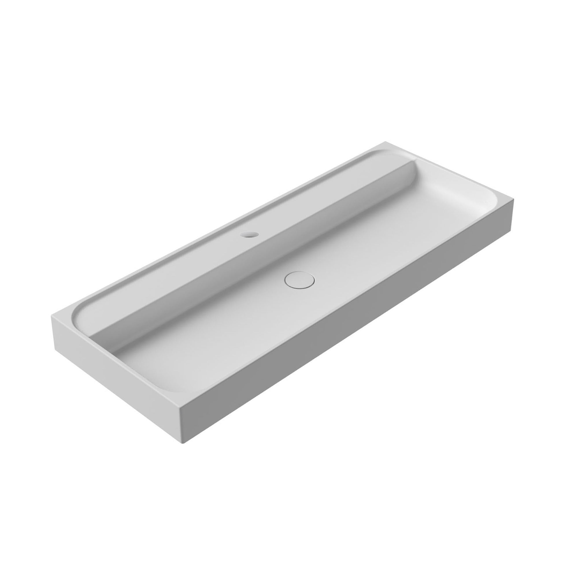 Glossy White Ceramic Rectangular Wall-Mount Bathroom Sink