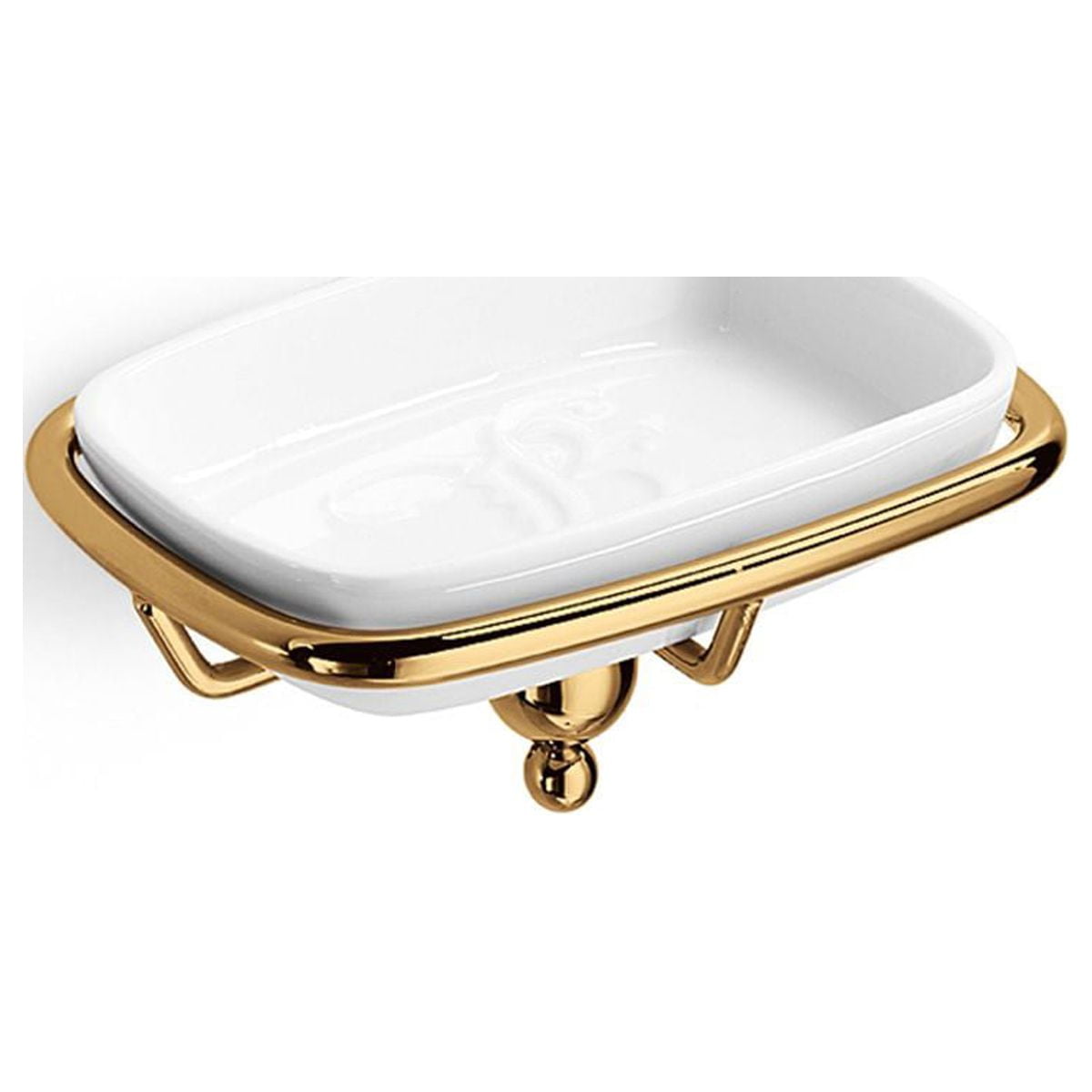 Venessia White and Gold Ceramic Wall Mounted Soap Dish