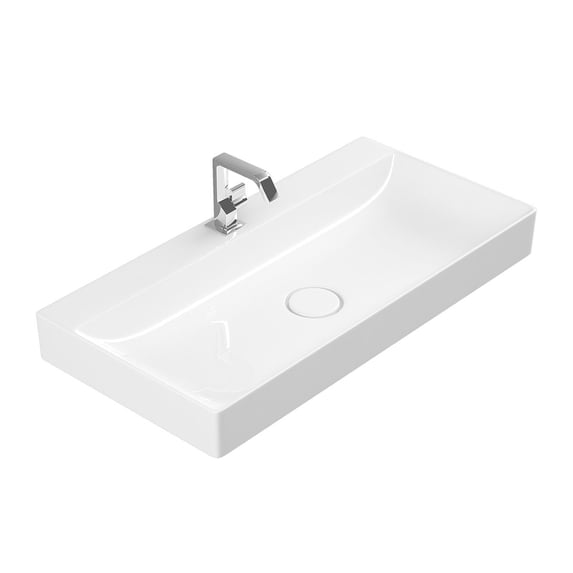 Ws Bath Collections Vision 6490 WG Vision 35-3/8" Rectangular Ceramic Vessel Bathroom Sink