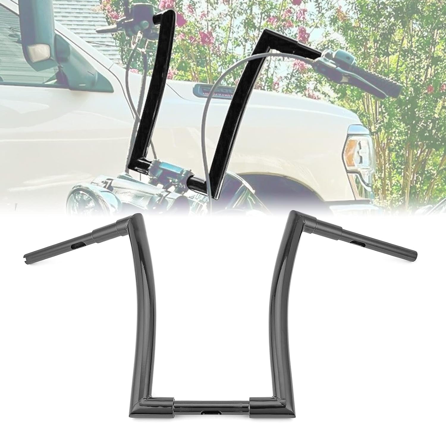 Wsays 12" Rise Ape Handlebar 1.5" Fat Monkey Bar Handlebar Black Compatible with Harley Softail Sportster XL 883 1200 Dyna with Road King 1994-2022 with Road Glide 1998-2013 Model