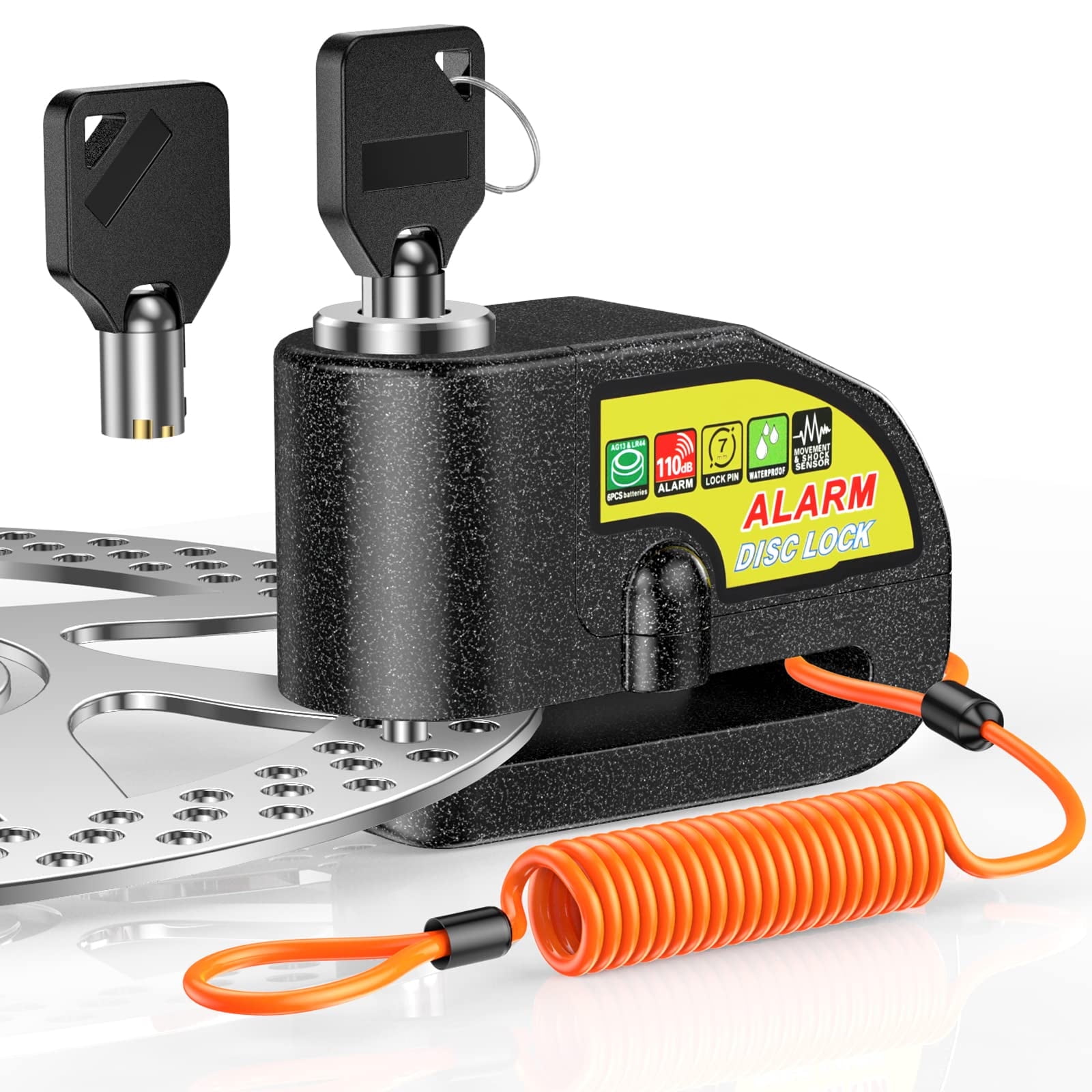 Wsdcam Motorcycle Lock with 110dB Alarm Anti Theft Security Disc Brake Lock for Motorbike Scooter,WSD-8241