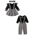 thumbnail image 1 of Wsevypo Baby Brother and Sister Matching Outfits Little Brother Romper Suspender Pants Big Sister Tops Overall Skirt Clothes, 1 of 5
