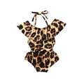 thumbnail image 1 of Wsevypo Baby Girls Leopard Printed Off Shoulder Ruffled Romper Swimwear, 1 of 6