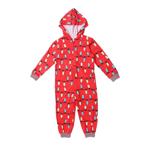 Wsevypo Christmas Family Matching PJS Set Hooded Jumpsuit Onesie Sleepwear