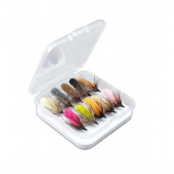 Wswqop 10 Pieces Hand-Tied Fly Lure Hook Streamer Fly Lure Assorted Patterns Streamer