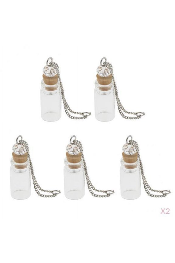 10Pcs Reusable Mini Glass Bottles with Corks DIY Decoration Vials Keychains, For
