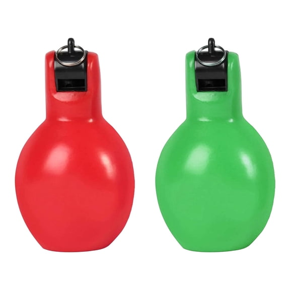 Wswqop 2 Pieces Hand Squeeze Whistles Loud Sound Handheld Soft Portable Coaches Whistle green and red