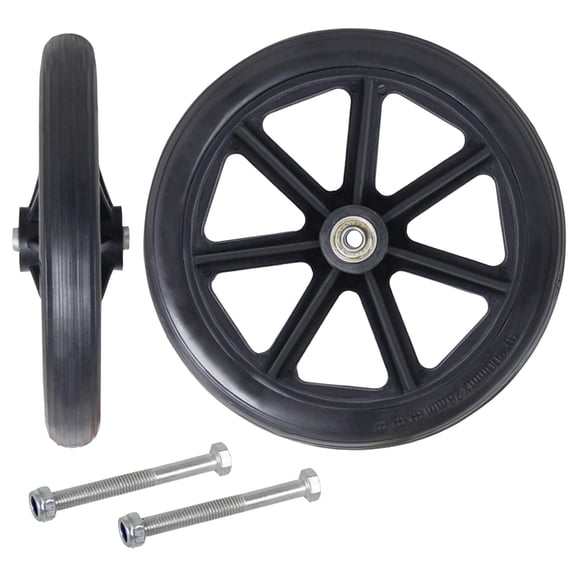 Wswqop 2 Pieces Universal Replacement Front Wheels, 8inch PVC Bearing Solid Anti Slip Black