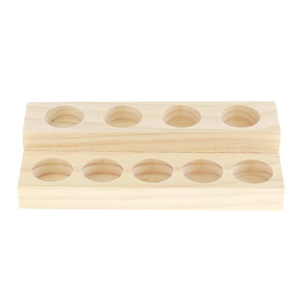 Wswqop 2 Tier Natural Wood Essential Oil Bottle Storage Display Rack Cosmetic Organizer