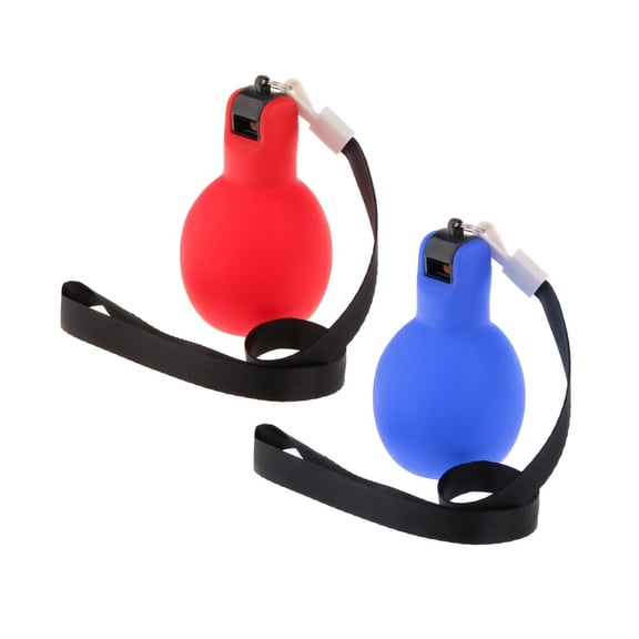Wswqop 2x Hand Squeeze Whistles with Lanyards Coaches Whistles Sports Whistles for Home Red Royal Blue