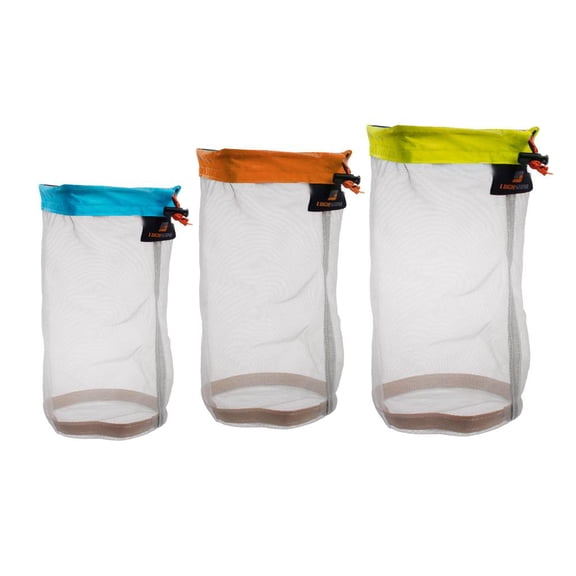 Wswqop 3 Sizes Outdoor Travel Camping Mesh Stuff Sack Drawstring Bags 3pcs S, Sky Blue