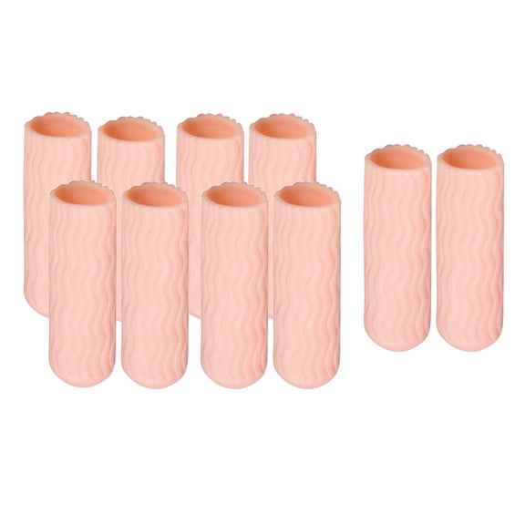 Wswqop 5 Pairs Silicone Toe Sleeve Gel Toe Cover Protector for Corn Blisters Pain Relief Finger Gel Tube Bunion Massager Foot Care Skin Color