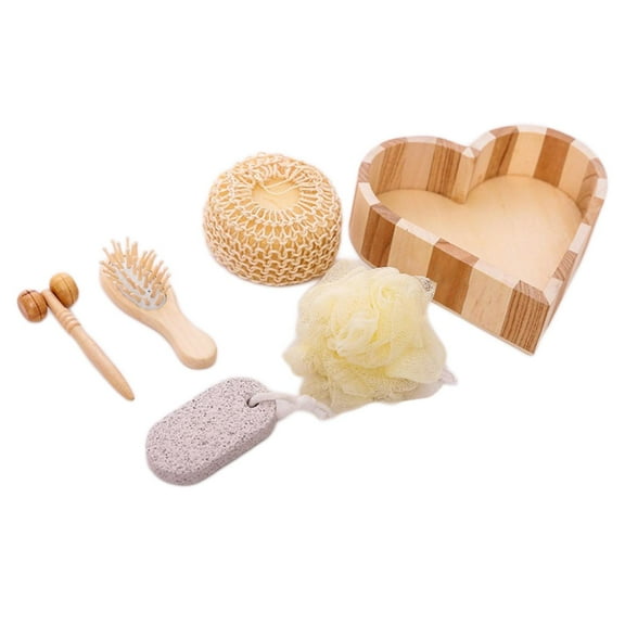 Wswqop 5 Pieces Bath Accessories Set Pumice Stone Foot File Hair Brush Sponge Bath Ball