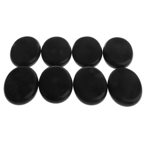 Wswqop 8 Pieces Massage Stone - Black Basalt Stone for SPA Hot & Cold Stones - 8x6cm /