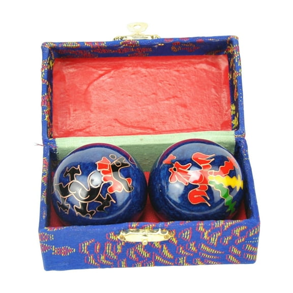 Wswqop Baoding Balls W/ Storage Box Relieve Stiffness Massage Balls for Parents Seniors Blue