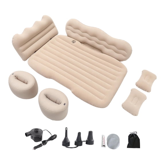 Wswqop Car Inflatable Mattress Car Bed Portable Two Inflatable Pillows Camping Mattress Beige
