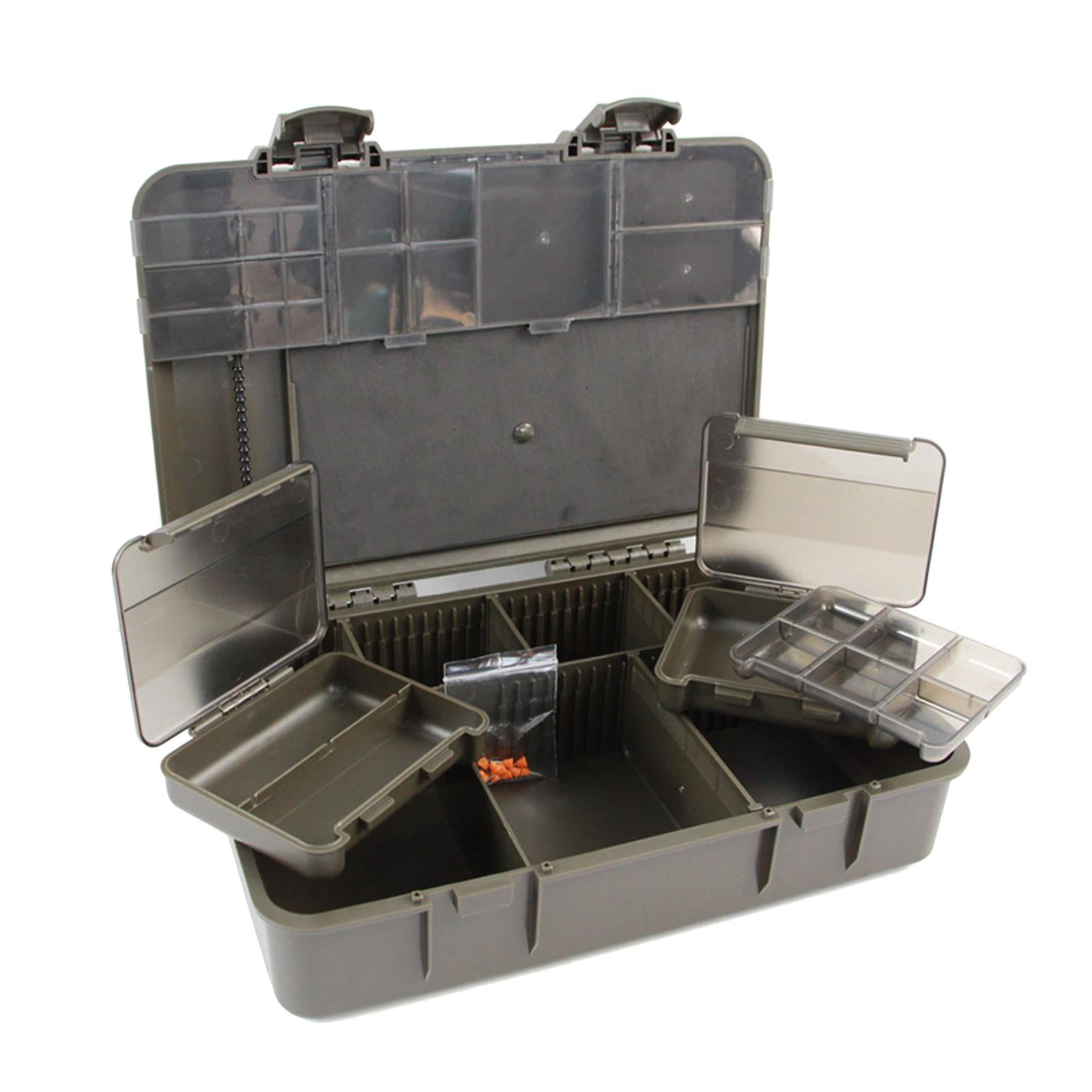 Wswqop Carp Fishing Tackle Box Multi Compartments Portable Outdoor Tackle Organizer for