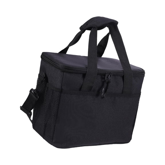 Wswqop Cooler Bag Adults with Adjustable Shoulder Strap Reusable Food Container Thermal Black 29.5x20x23cm