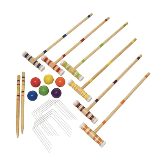 Wswqop Croquet Set for 6 Players 2 Ending Stakes for Yard Teenager Outdoor Games Sport