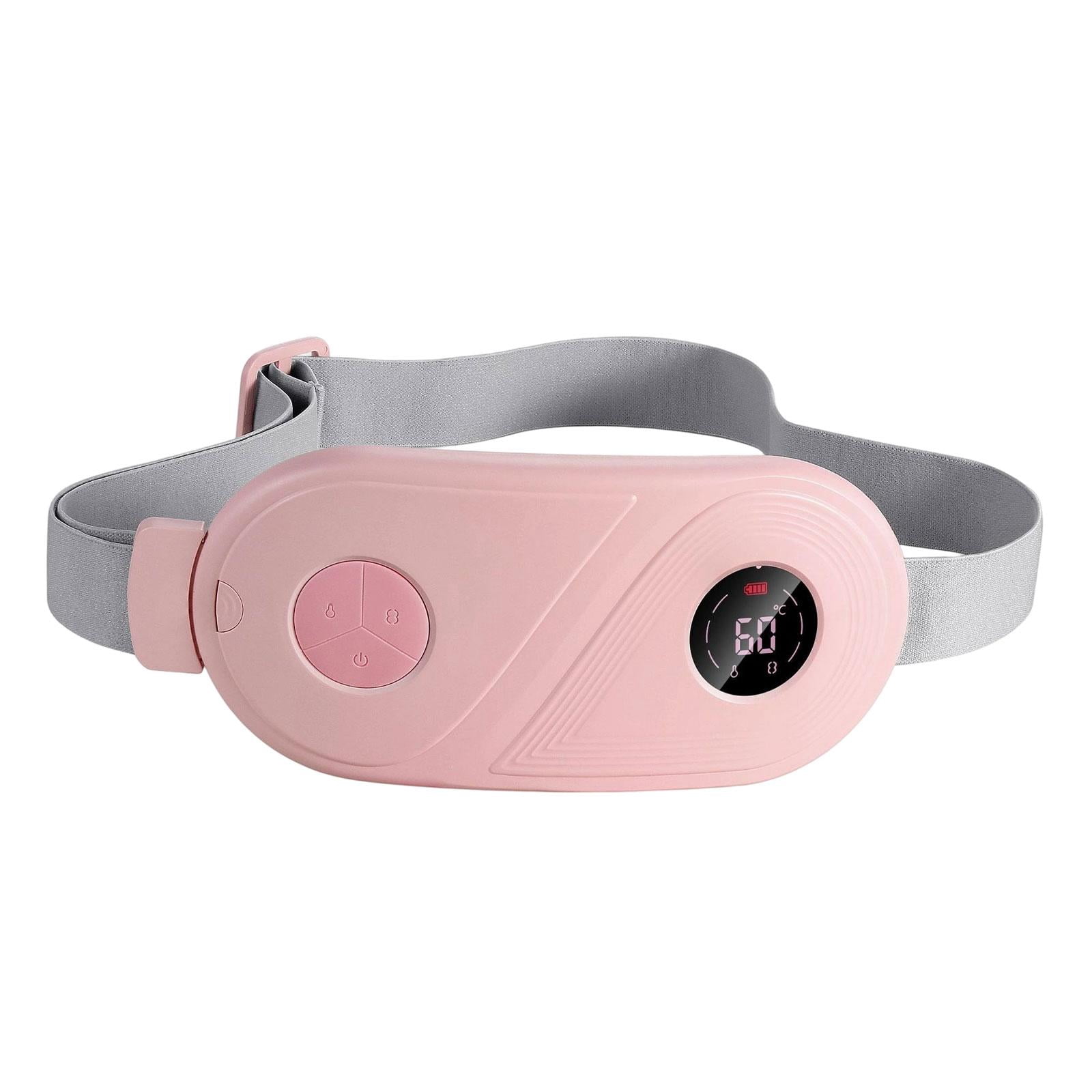 Wswqop Electric Menstrual Heating Pad Waist Belt Rechargeable Portable Belly Wrap Skin Pink