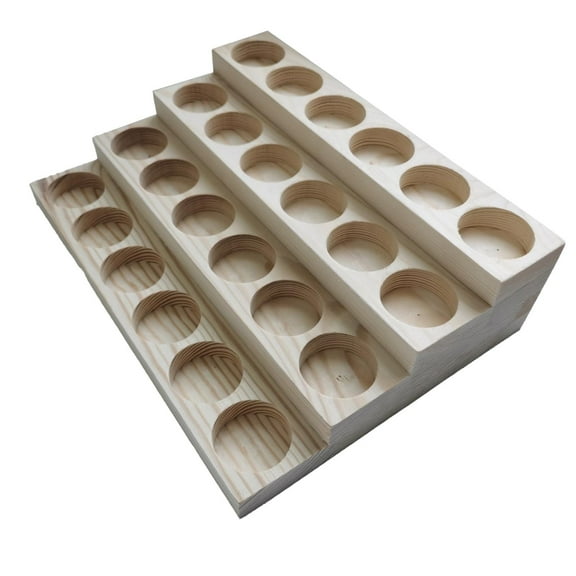 Wswqop Essential Oil Display Stand 4 Layer Wooden 24 Slots Nail Polish Holder Essential