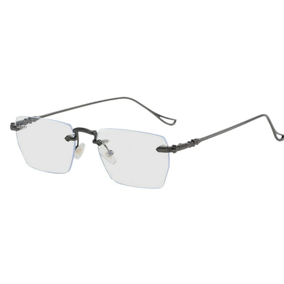 Wswqop Eye Glasses Blue Light Blocking Glasses Rimless Eyewear for Screens Shopping Men Dark Gray Frame