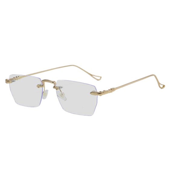 Wswqop Eye Glasses Blue Light Blocking Glasses Rimless Eyewear for Screens Shopping Men Gold Frame