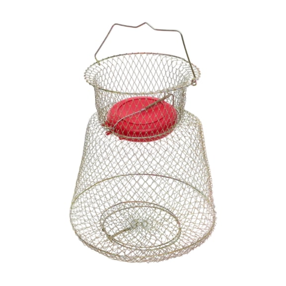 Wswqop Fish Basket Fish Keeping Net Large Capacity with Float Multifunctional for Crabs Bottom dia 30cm
