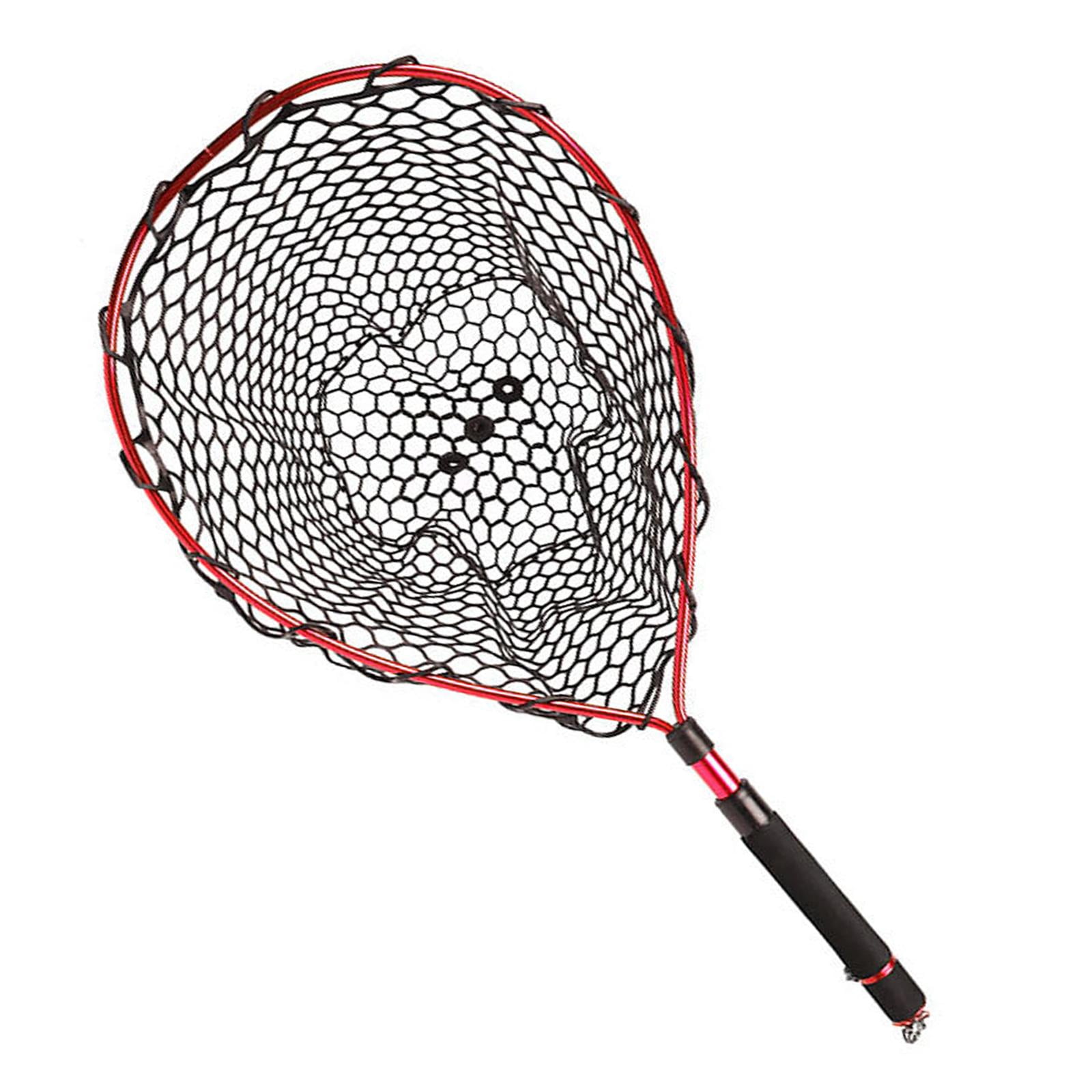 Wswqop Fishing Net Landing Net Foldable T for Kids Adults EVA Handle Catching Releasing Red