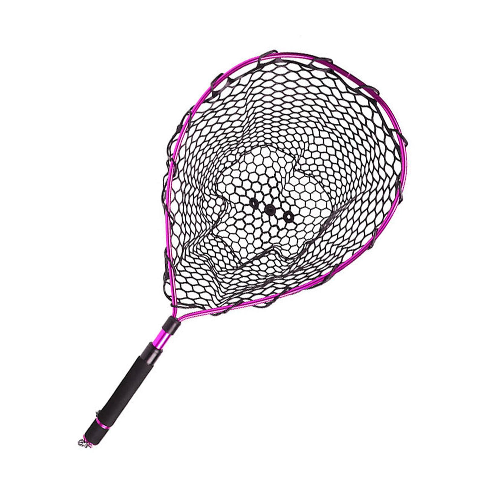 Wswqop Fishing Net Landing Net Foldable T for Kids Adults EVA Handle Catching Releasing Rose Pink