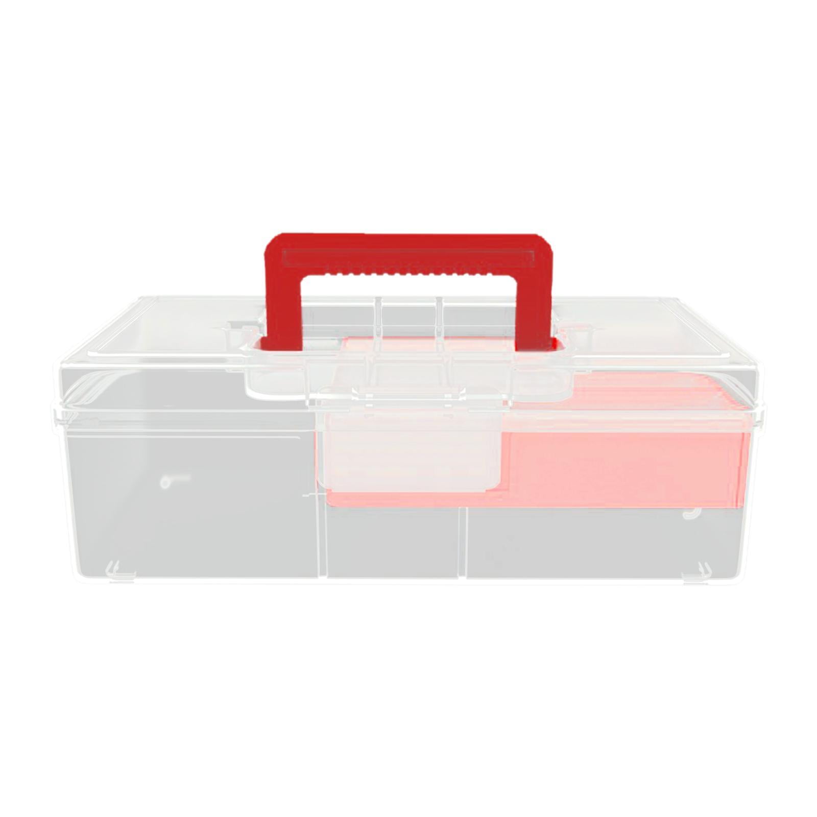 Wswqop Fishing Tackle Box 2 Layer with Handle Fishing Accessories Fly Fishing Hard Case red