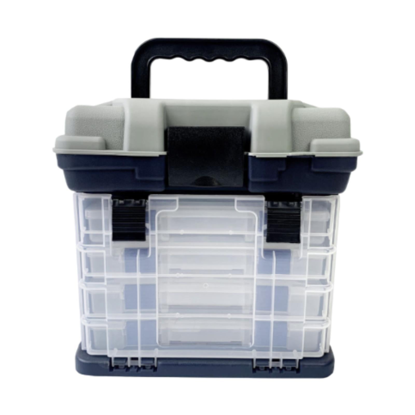 Wswqop Fishing Tackle Box Baits Case Large Capacity Portable Sturdy 4 Layer Tackle Tray Gray