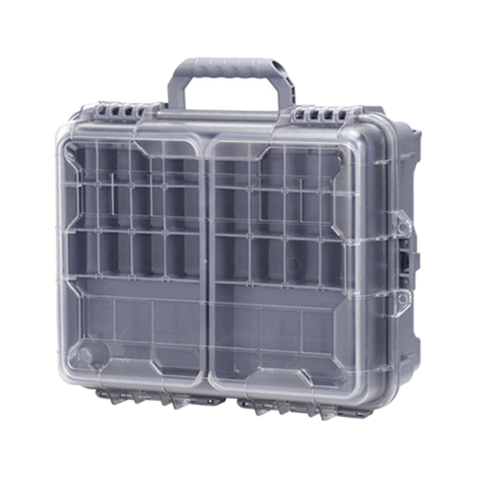 Wswqop Fishing Tackle Box Container Fishing Accessories Box Large Capacity Waterproof 3 Gray