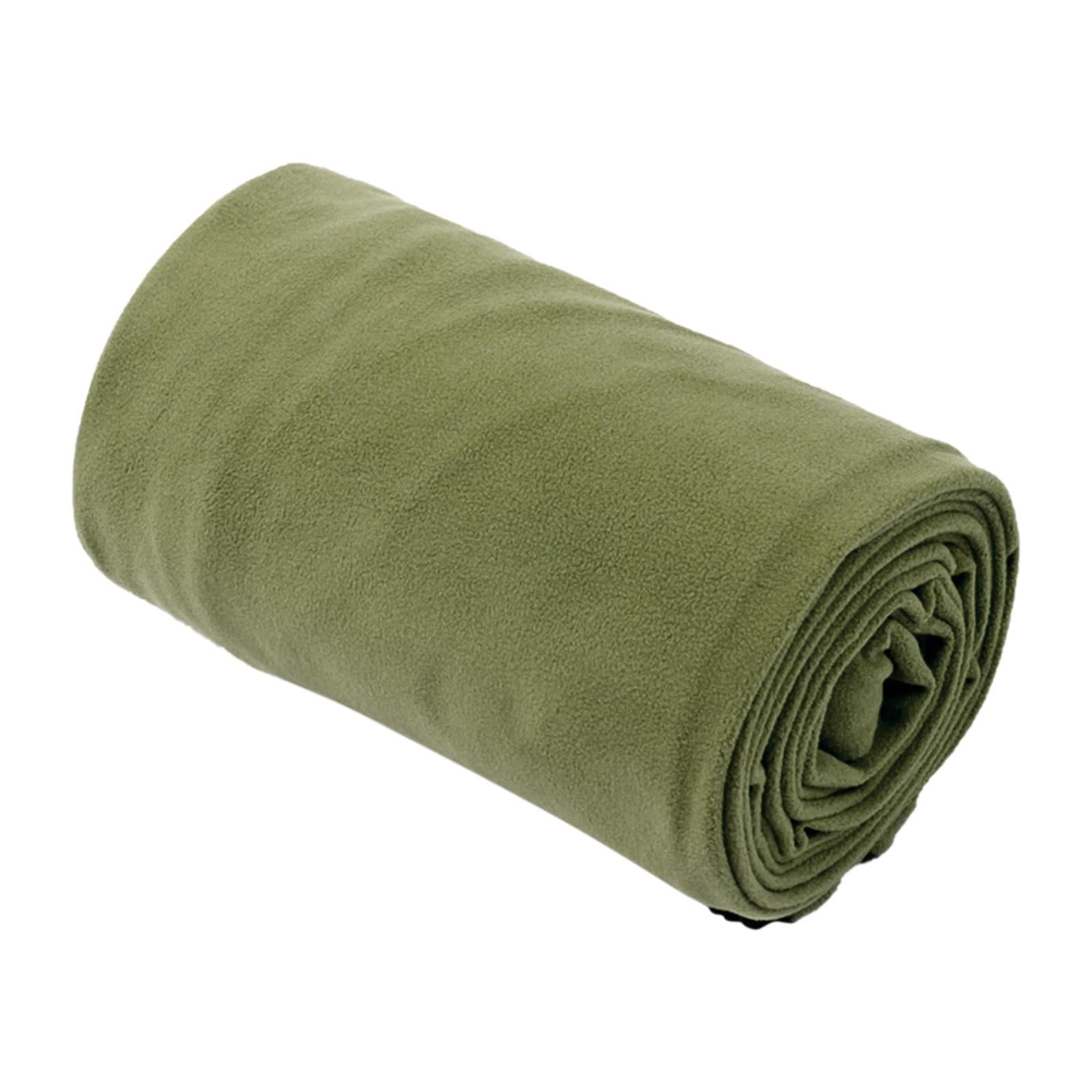 Wswqop -Fleece sleeping bag liner, thermal pillow, sleeping bag, warm emergency camping Dark Green